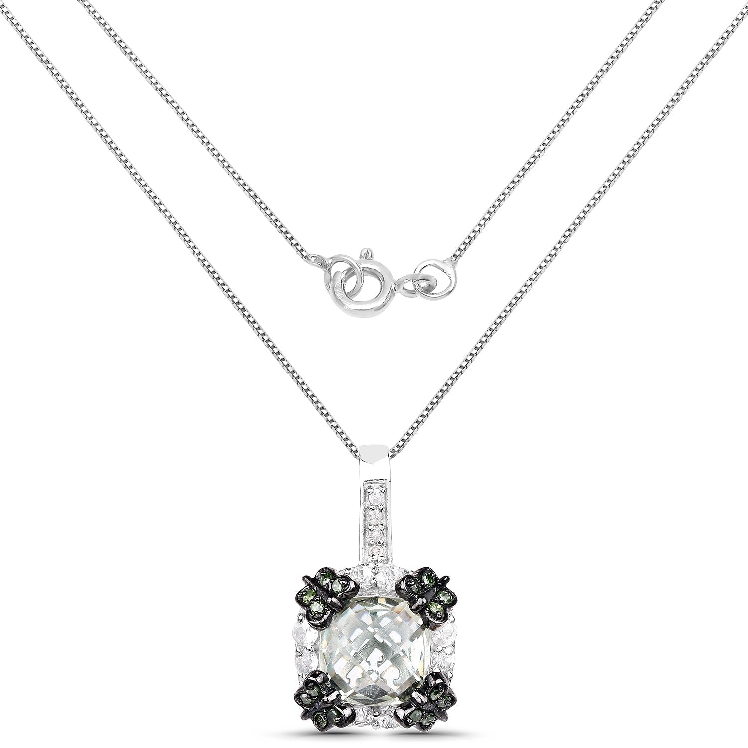 2.72 Carat Genuine Multi Stones .925 Sterling Silver Pendant Bids.com