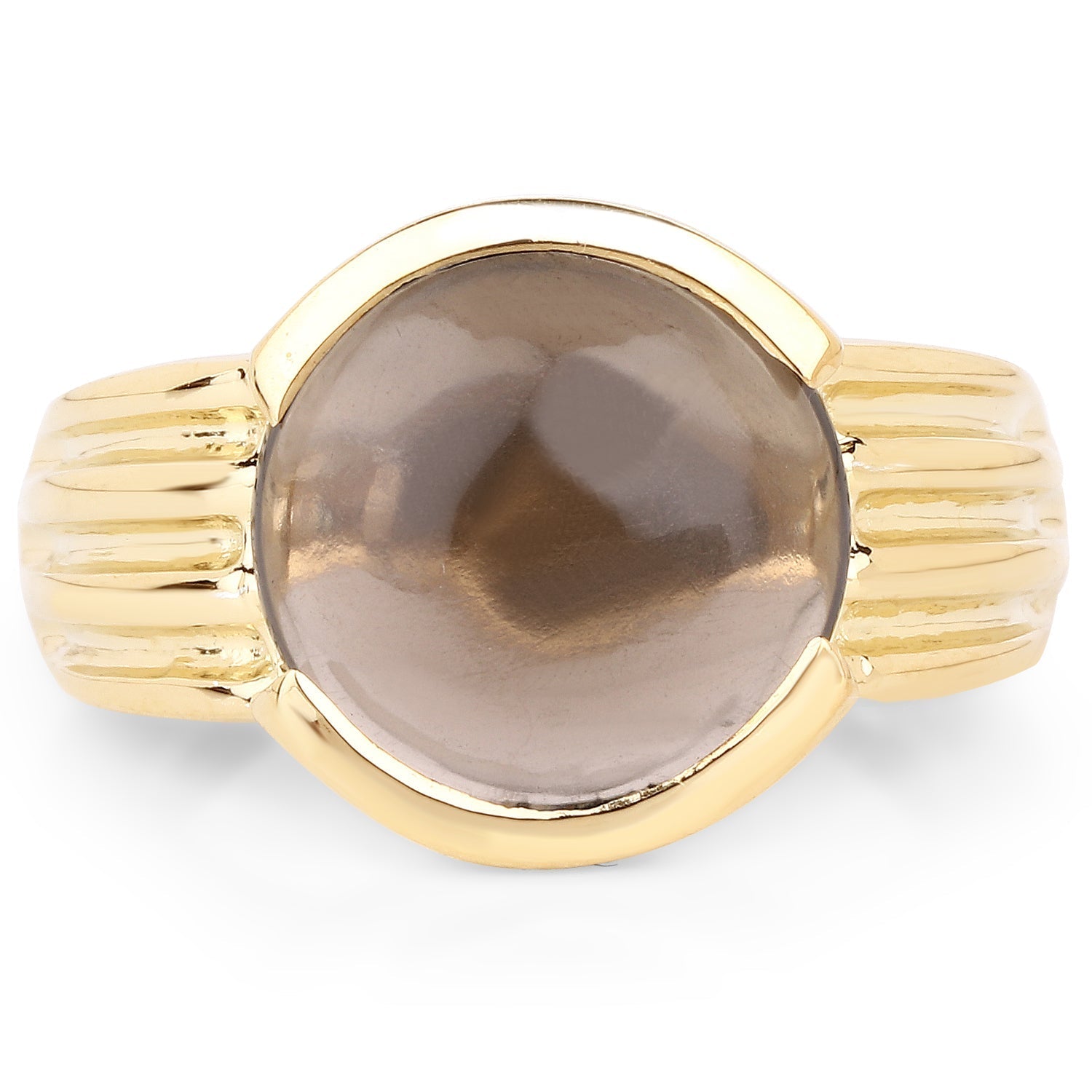 14K Yellow Gold Plated 4.89 Carat Genuine Smoky Quartz .925 Sterling Silver Ring Bids.com