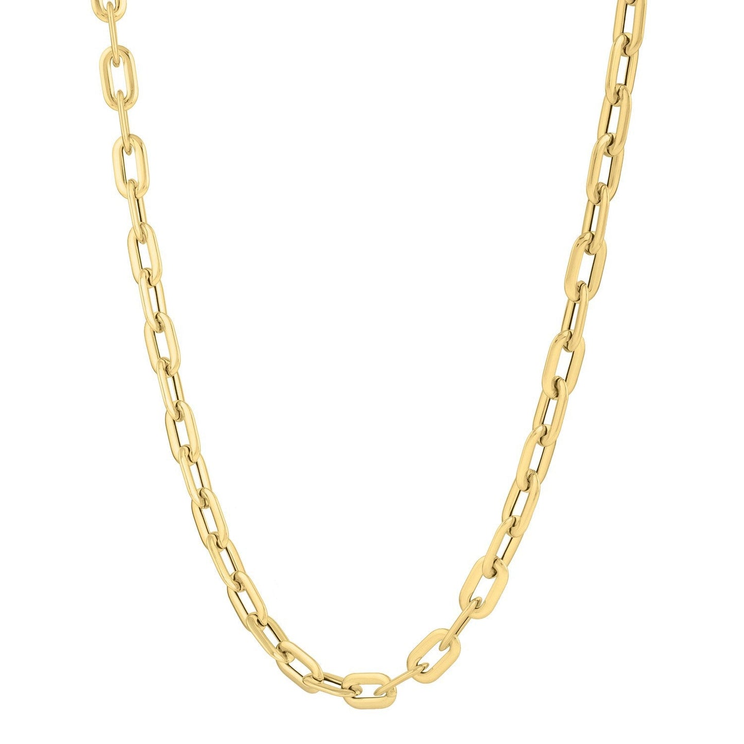 14k Yellow Gold Oval Domed Paperclip Chain Necklace (5.30 mm) Bids.com