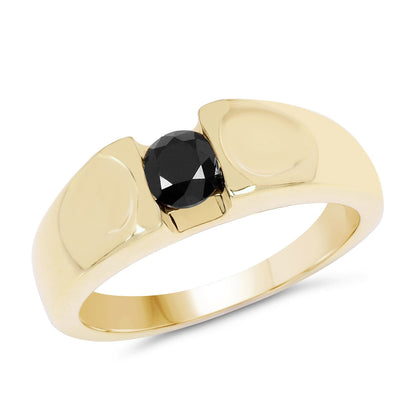 14K Yellow Gold Plated 0.25 Carat Genuine Black Diamond .925 Sterling Silver Ring Bids.com