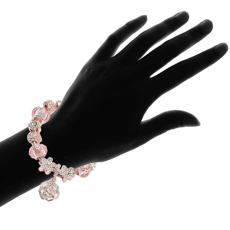 18K Rose Gold Plated Crystal Charm Bracelet Made With Swarovski Elements DailySale