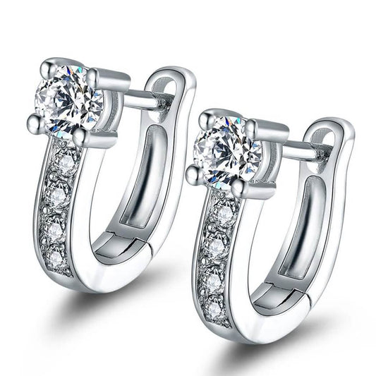 18K White Gold Plated Huggie Earrings with Swarovski Crystals DailySale