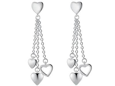 Long Dangling Heart Earrings in White Gold DailySale