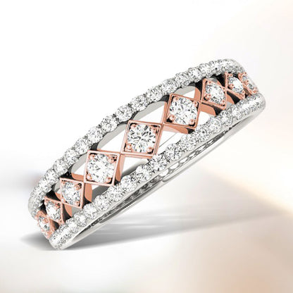 14k White And Rose Gold Diamond Band (3/8 cttw) Bids.com