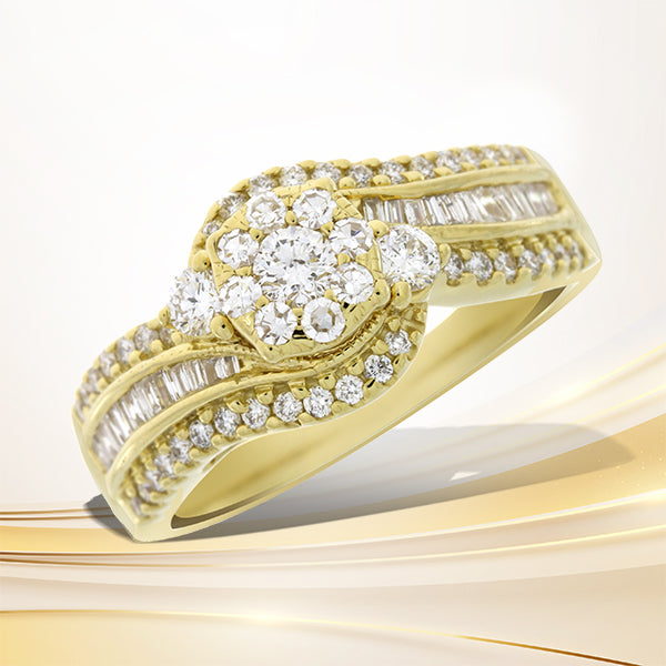 Genuine 1.00ct Diamond Eng Only 14KT Yellow Gold Bids.com