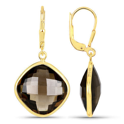 21.40 Carat Genuine Smoky Quartz .925 Sterling Silver Earrings Bids.com