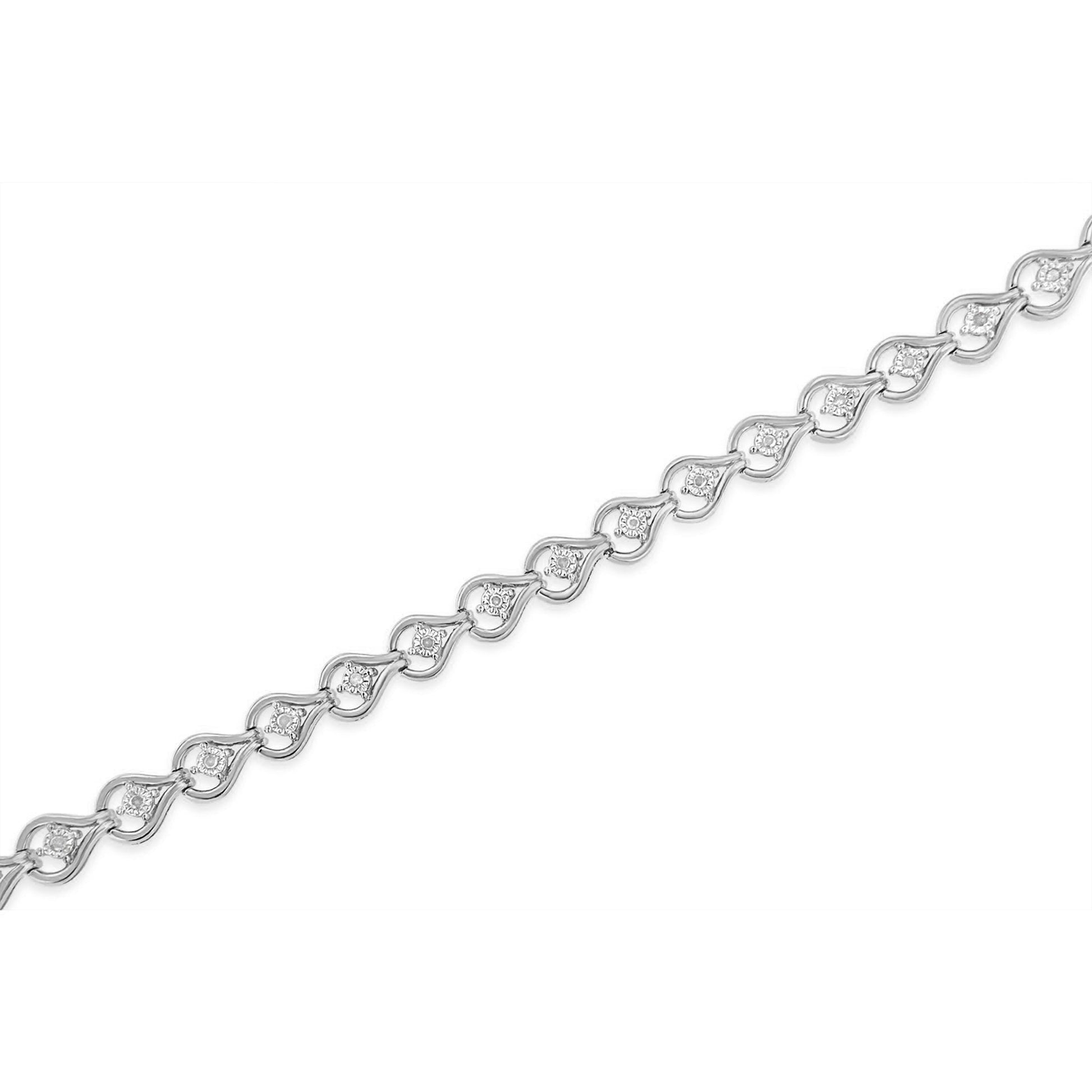.925 Sterling Silver 1/4 Cttw Diamond Miracle-Set Teardrop Shaped 7â€ Link Bracelet (I-J Color, I3 Clarity) Bids.com