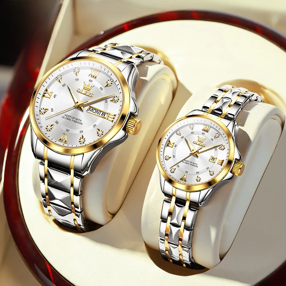 Women's Gold Stainless Steel Slim Luminous Waterproof Watch BandsCo Straps