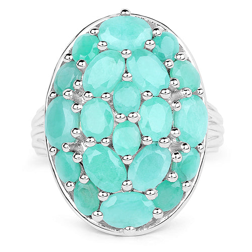 5.48 Carat Genuine Emerald .925 Sterling Silver Ring Bids.com