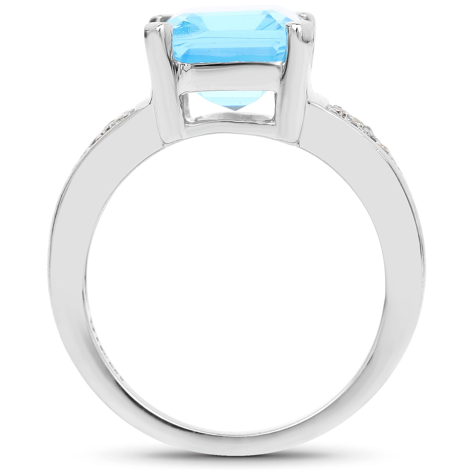 5.75 Carat Genuine Swiss Blue Topaz and White Topaz .925 Sterling Silver Ring Bids.com