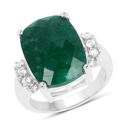 8.50 Carat Dyed Emerald and White Topaz .925 Sterling Silver Ring Bids.com