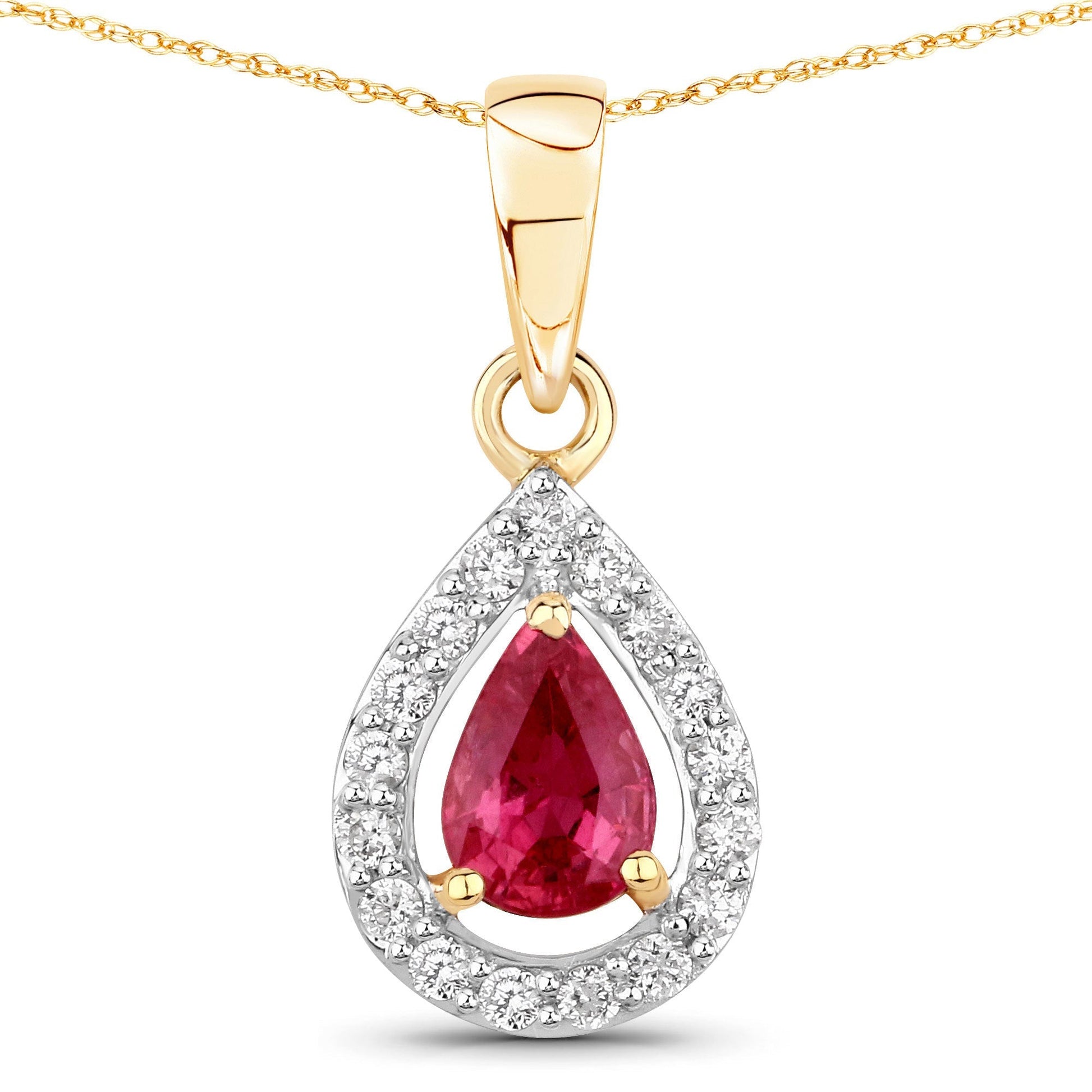 1.03 Carat Genuine Ruby and White Diamond 14K Yellow Gold Pendant Bids.com