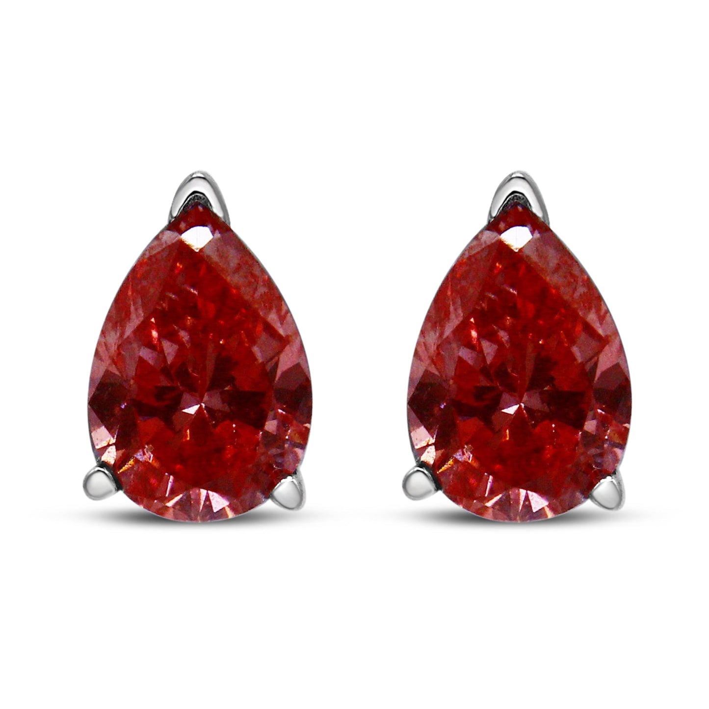 14K White Gold 1/2 Cttw Lab Grown Pink Pear Diamond 3 Prong Set Martini Solitaire Stud Earrings (Pink Color, VS2-SI1 Clarity) Bids.com