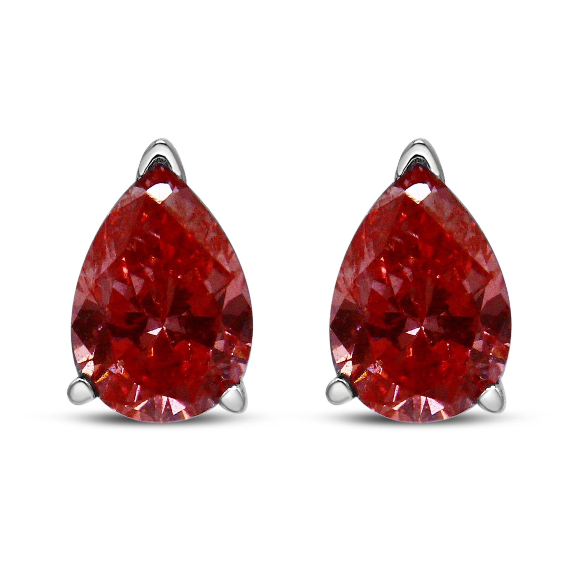 14K White Gold 1/2 Cttw Lab Grown Pink Pear Diamond 3 Prong Set Martini Solitaire Stud Earrings (Pink Color, VS2-SI1 Clarity) Bids.com