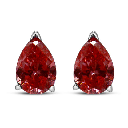 14K White Gold 1/2 Cttw Lab Grown Pink Pear Diamond 3 Prong Set Martini Solitaire Stud Earrings (Pink Color, VS2-SI1 Clarity) Bids.com