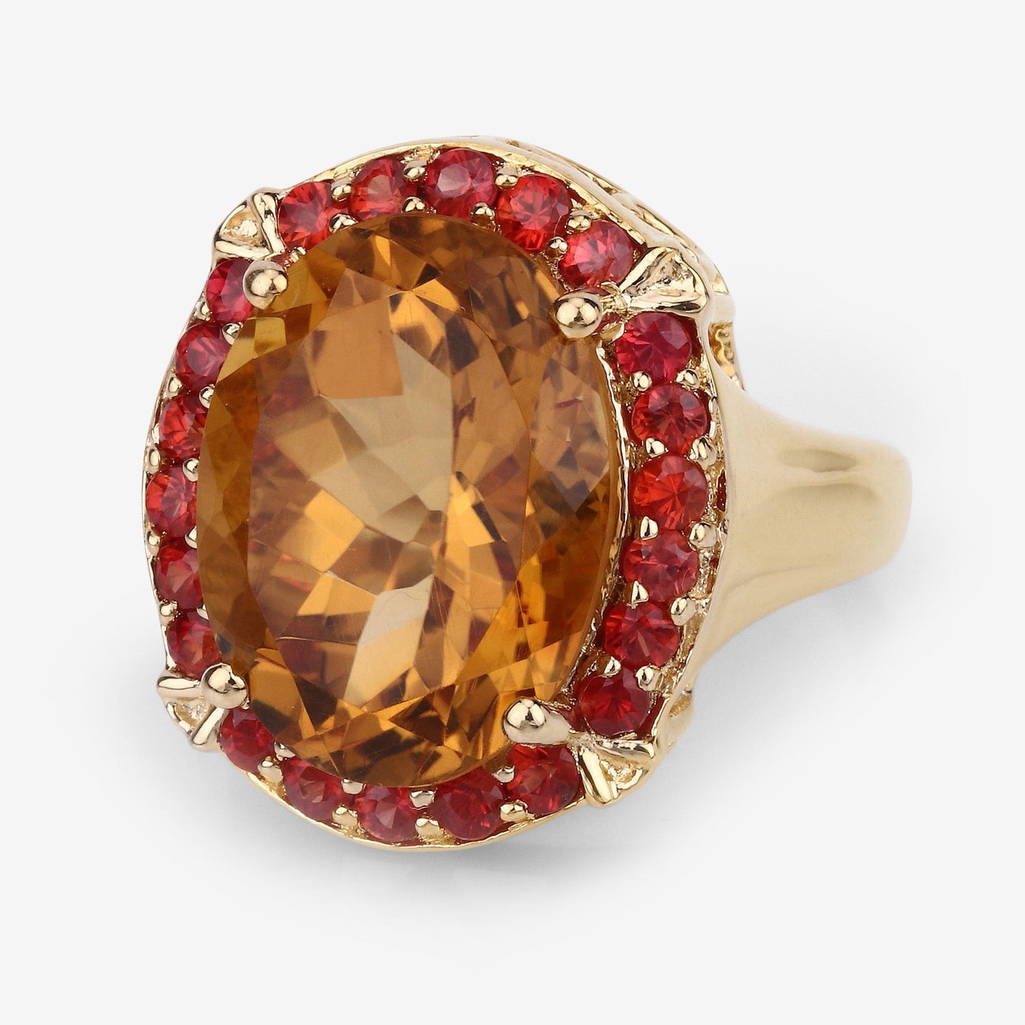 9.38 Carat Genuine Citrine and Orange Sapphire .925 Sterling Silver Ring Bids.com