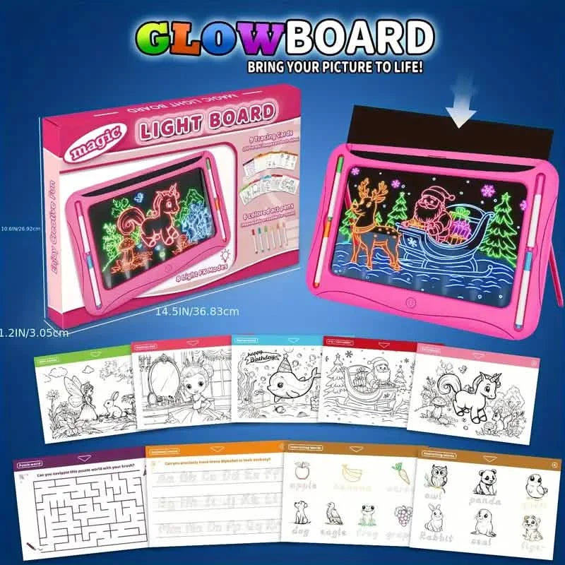 LED Light-Up Doodle Board – 9 Double-Sided Cards with Markers, Art Toy for Kids 3-8 DailySale