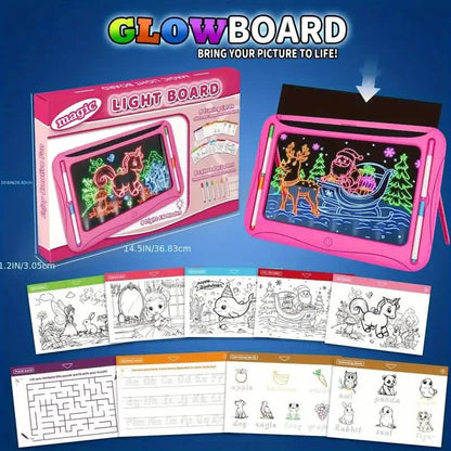 LED Light-Up Doodle Board – 9 Double-Sided Cards with Markers, Art Toy for Kids 3-8 DailySale