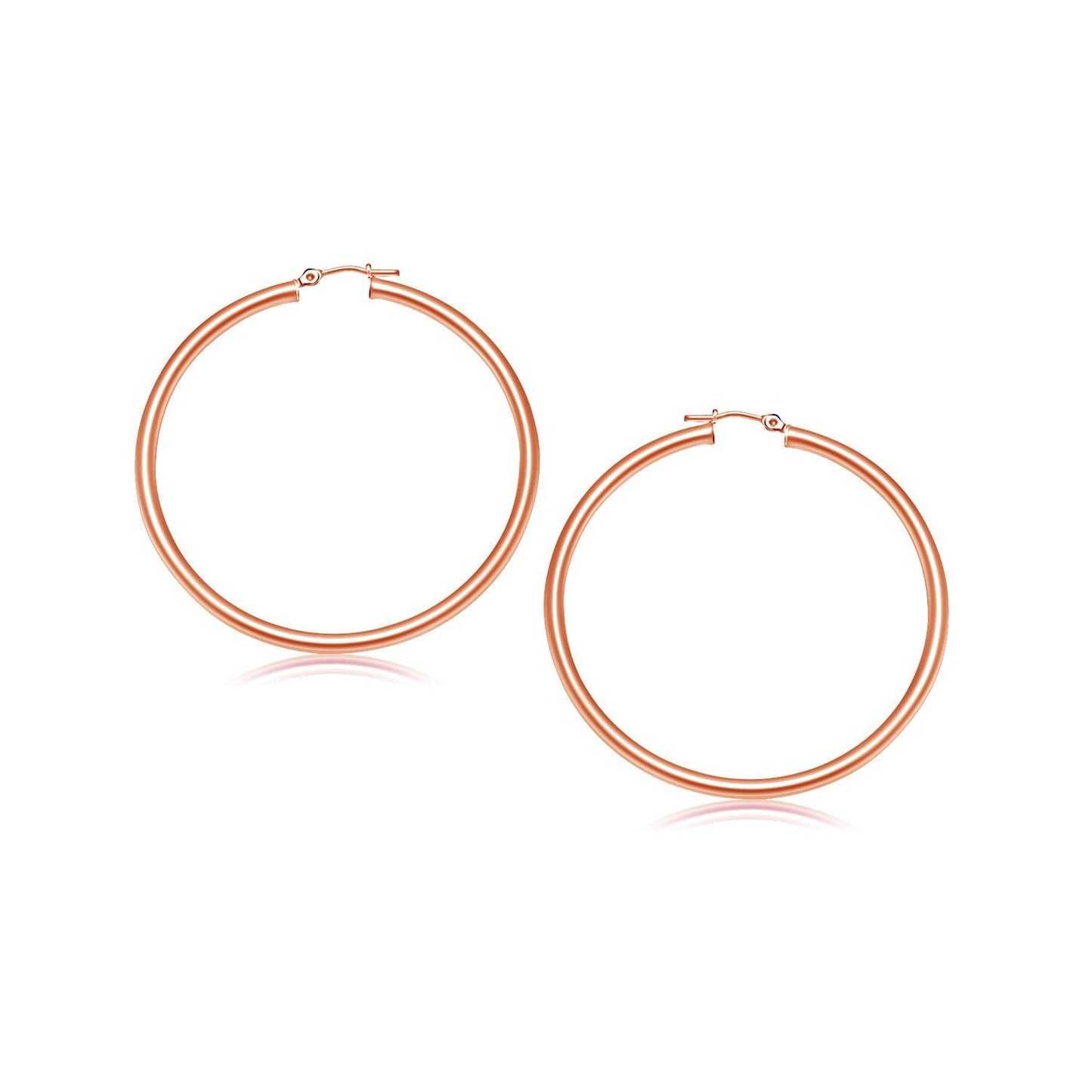14k Rose Gold Polished Hoop Earrings (25 mm) Bids.com