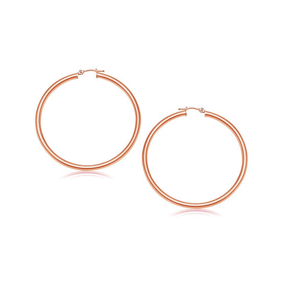 14k Rose Gold Polished Hoop Earrings (25 mm) Bids.com