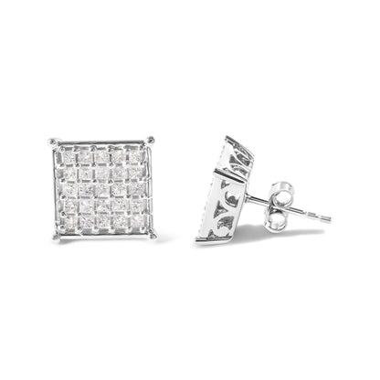 10K White Gold 3/4 Cttw Princess Diamond Composite Stud Earrings (I-J Color, I1-I2 Clarity) Bids.com