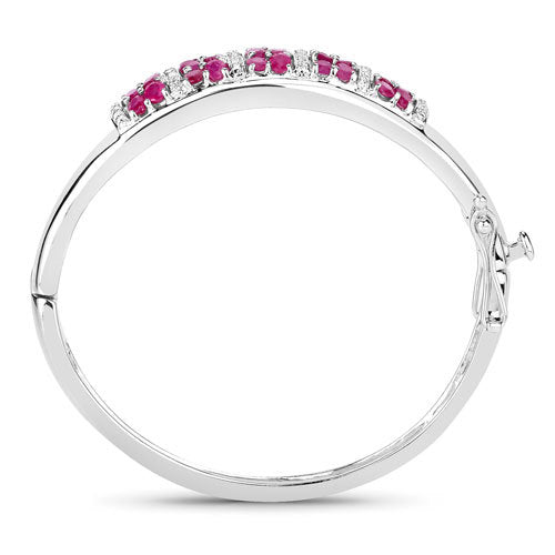 6.65 Carat Genuine Ruby and White Topaz .925 Sterling Silver Bracelet Bids.com