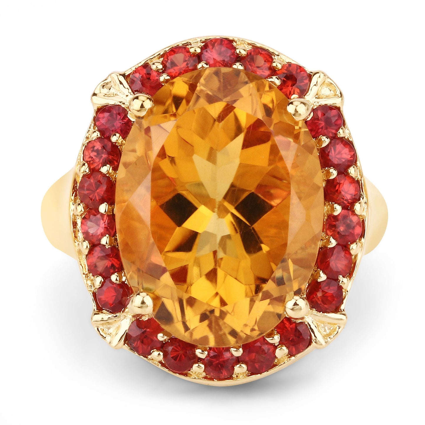 9.38 Carat Genuine Citrine and Orange Sapphire .925 Sterling Silver Ring Bids.com