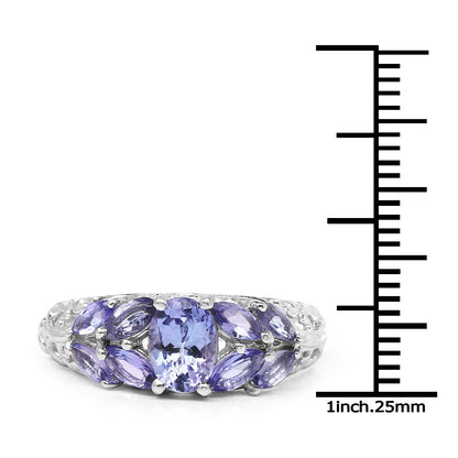 1.63 Carat Genuine Tanzanite .925 Sterling Silver Ring Bids.com