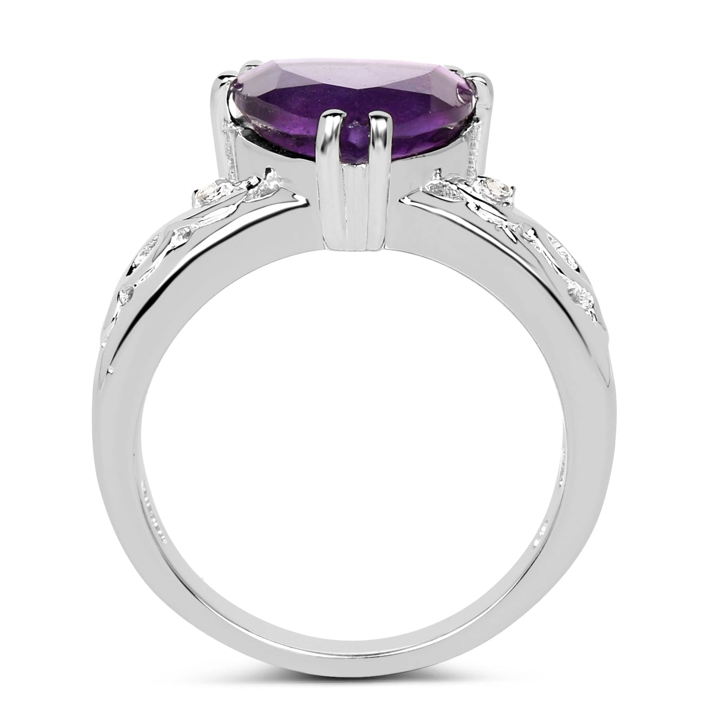 2.71 Carat Genuine Amethyst and White Topaz .925 Sterling Silver Ring Bids.com
