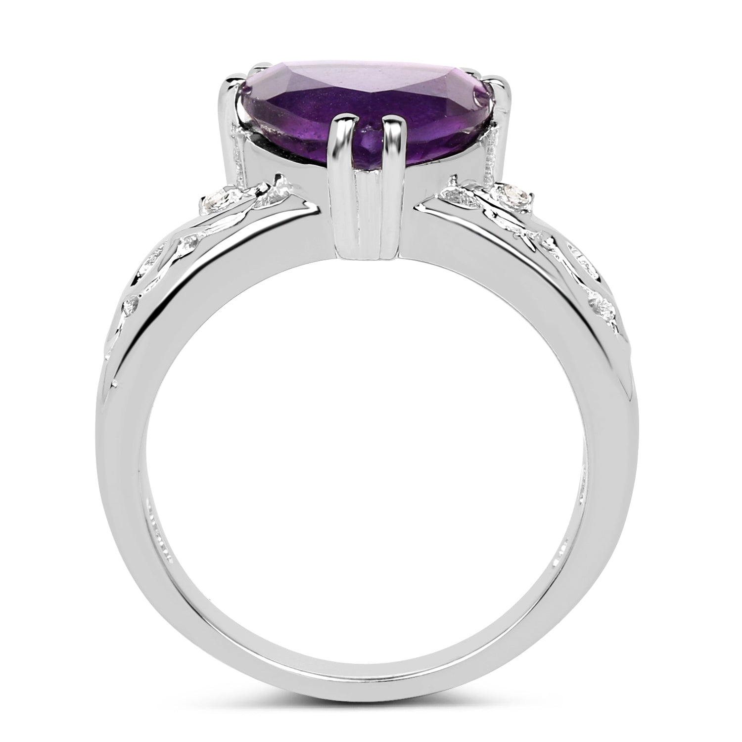 2.71 Carat Genuine Amethyst and White Topaz .925 Sterling Silver Ring Bids.com