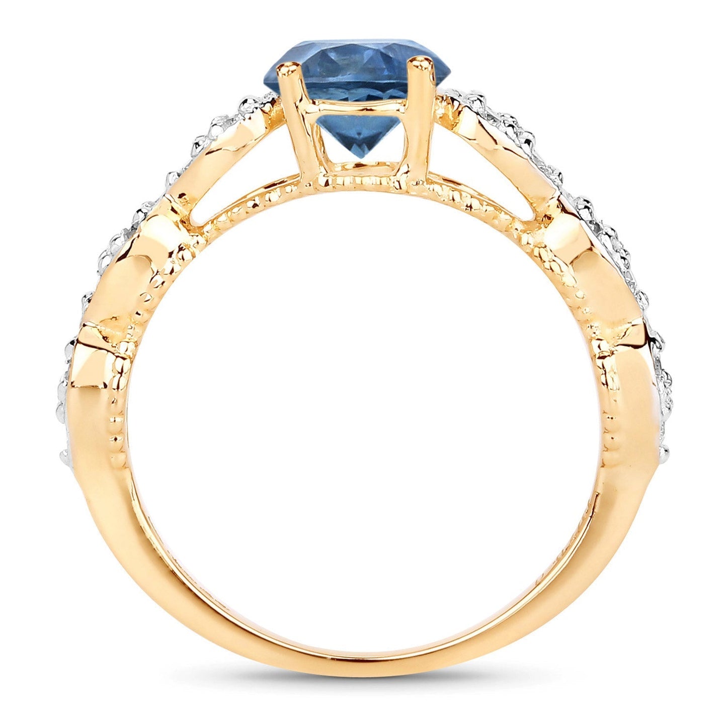 1.27 Carat Genuine Blue Sapphire and White Diamond 14K Yellow Gold Ring Bids.com