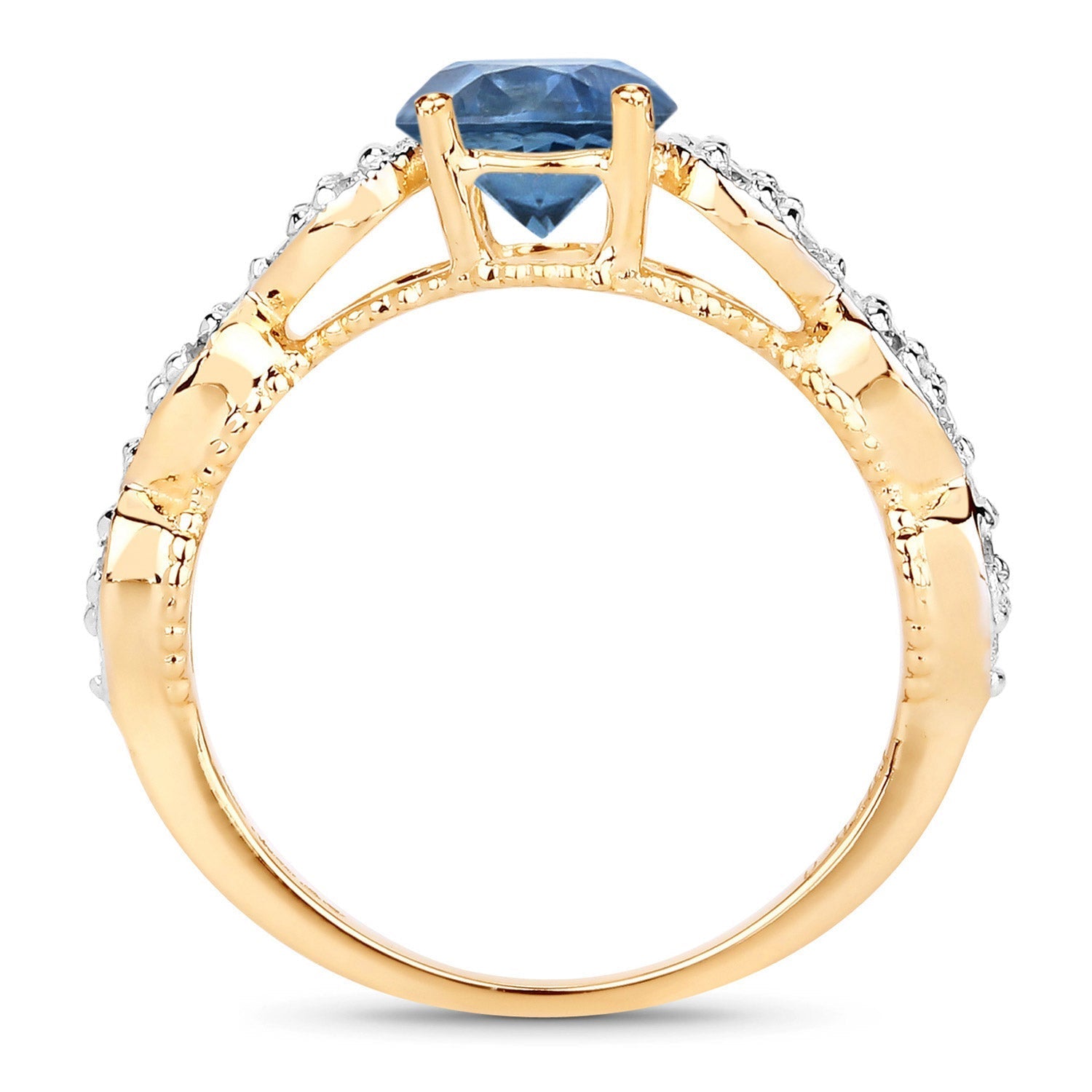 1.27 Carat Genuine Blue Sapphire and White Diamond 14K Yellow Gold Ring Bids.com