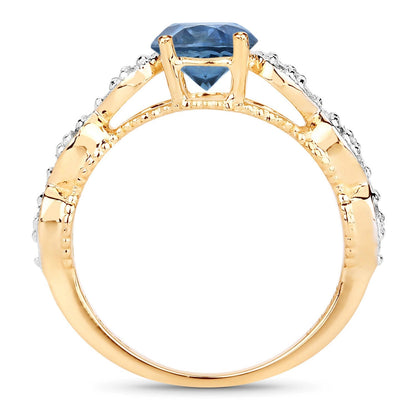 1.27 Carat Genuine Blue Sapphire and White Diamond 14K Yellow Gold Ring Bids.com