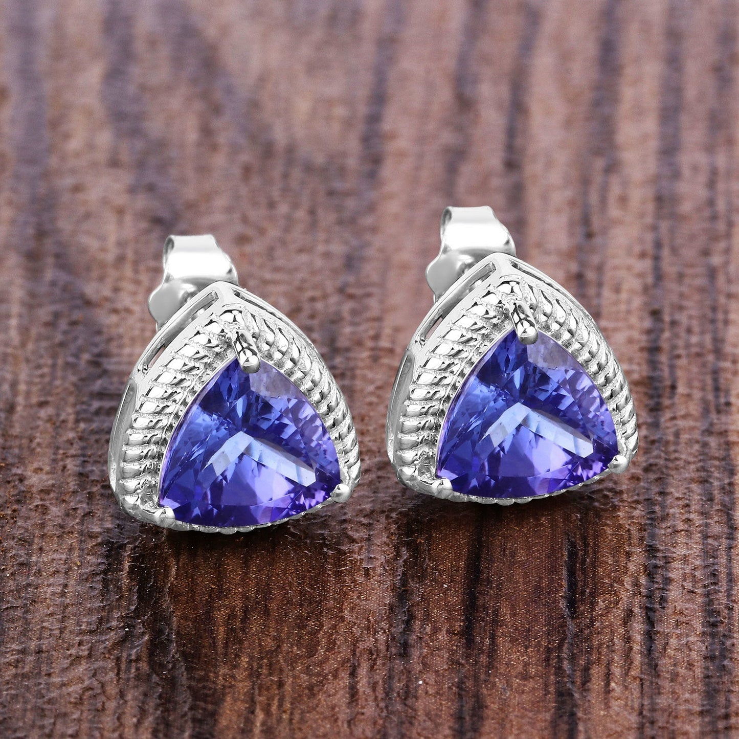 4.24 Carat Genuine Tanzanite 14K White Gold Earrings Bids.com