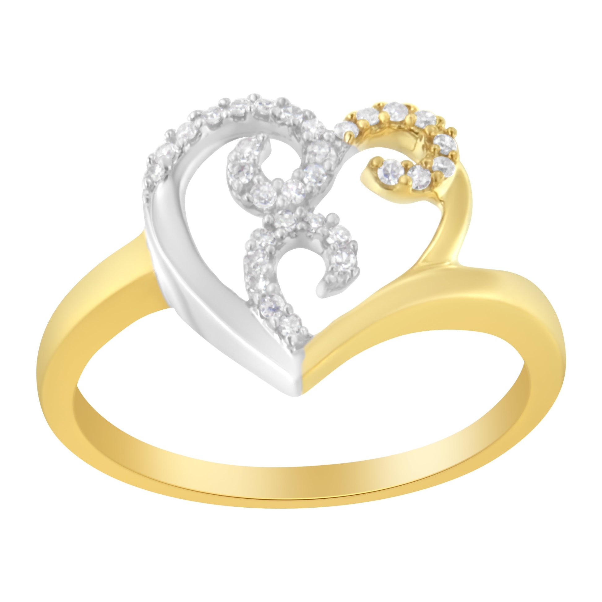10K Two-Toned Gold Diamond Heart Shape Cluster Ring (1/6 Cttw, H-I Color, I1-I2 Clarity) - Size 6 Bids.com