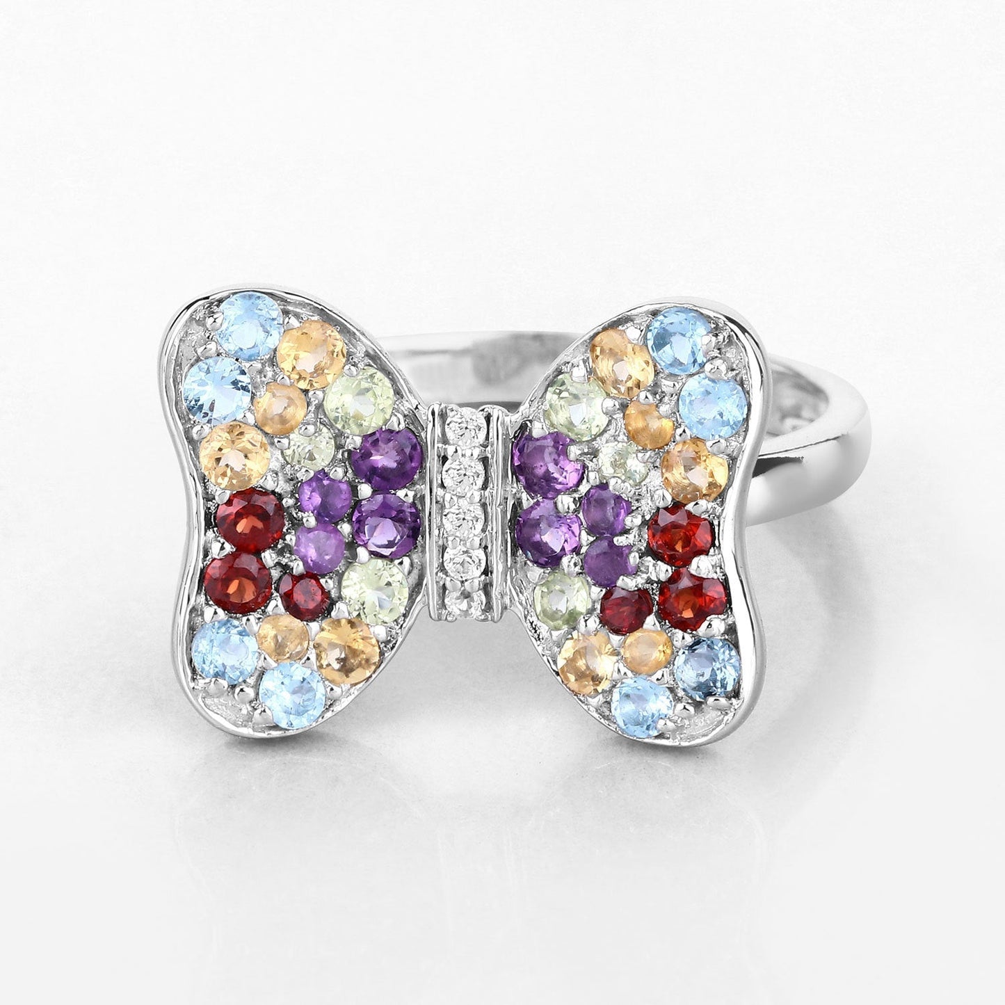 1.18 Carat Genuine Multi Stones .925 Sterling Silver Ring Bids.com