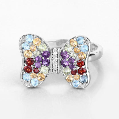 1.18 Carat Genuine Multi Stones .925 Sterling Silver Ring Bids.com