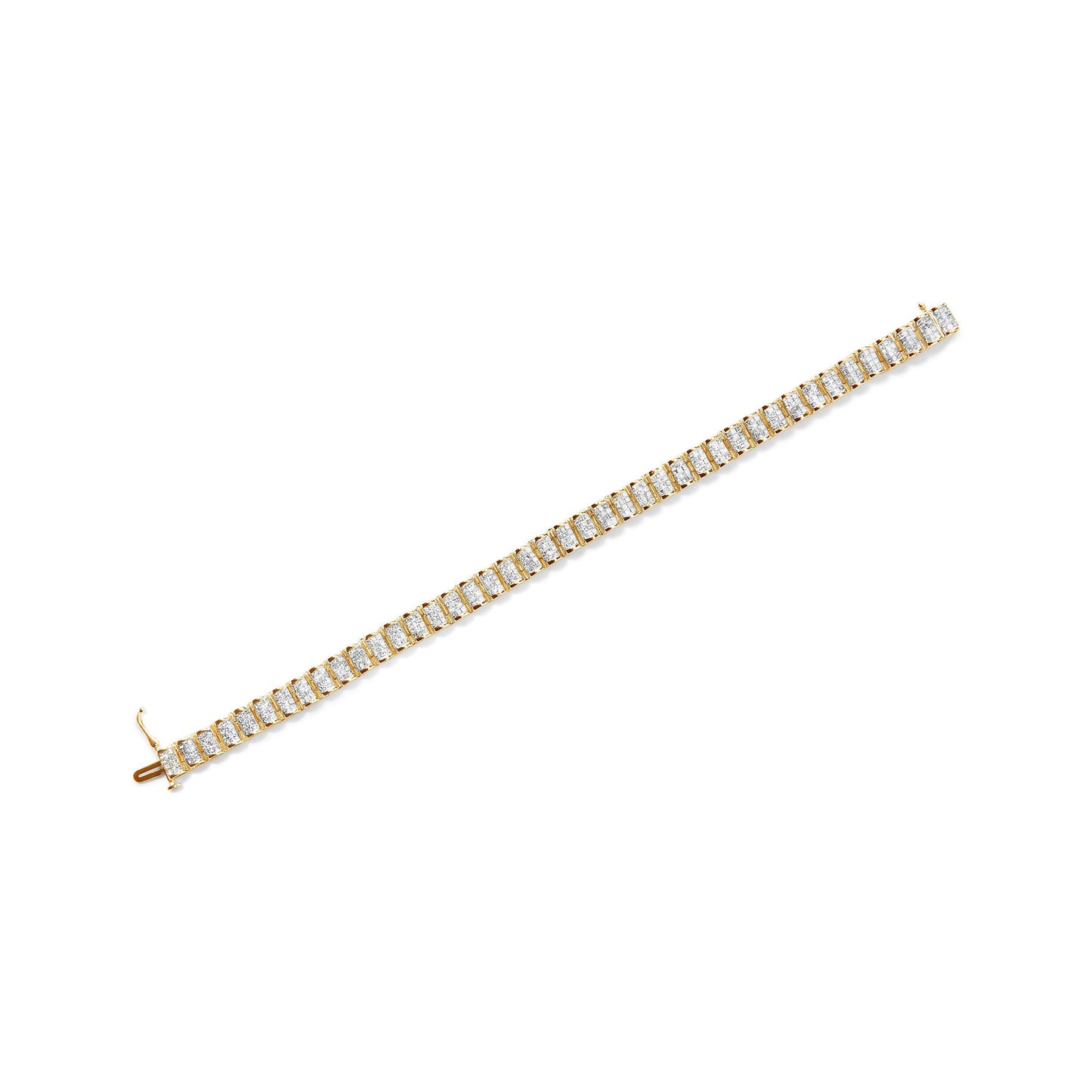 14K Yellow Gold 5.0 Cttw Invisible Set Princess-cut Diamond Buckle Link Tennis Bracelet (H-I Color, SI2-I1 Clarity) - Size 7.25" Bids.com