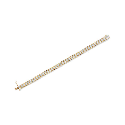 14K Yellow Gold 5.0 Cttw Invisible Set Princess-cut Diamond Buckle Link Tennis Bracelet (H-I Color, SI2-I1 Clarity) - Size 7.25" Bids.com