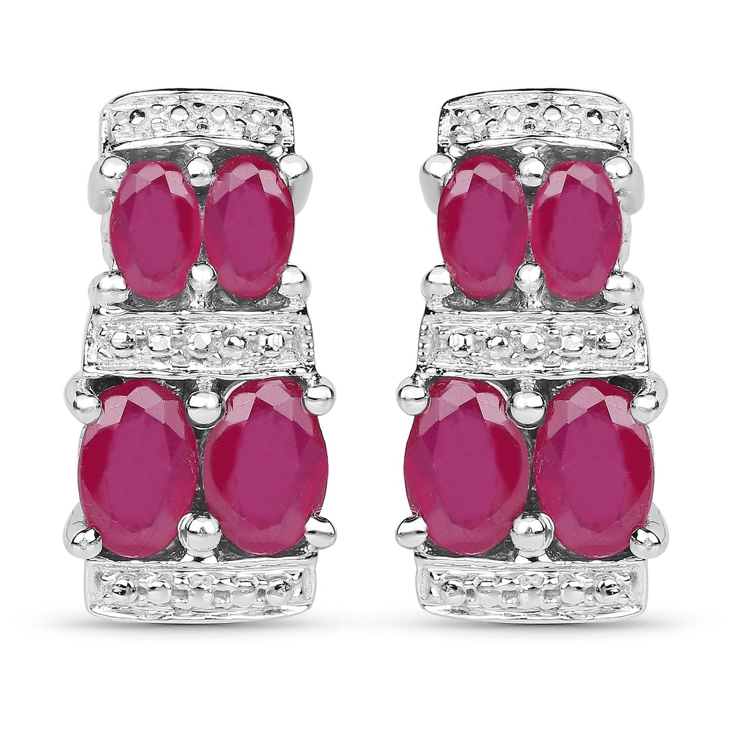 3.20 Carat Glass Filled Ruby .925 Sterling Silver Earrings Bids.com