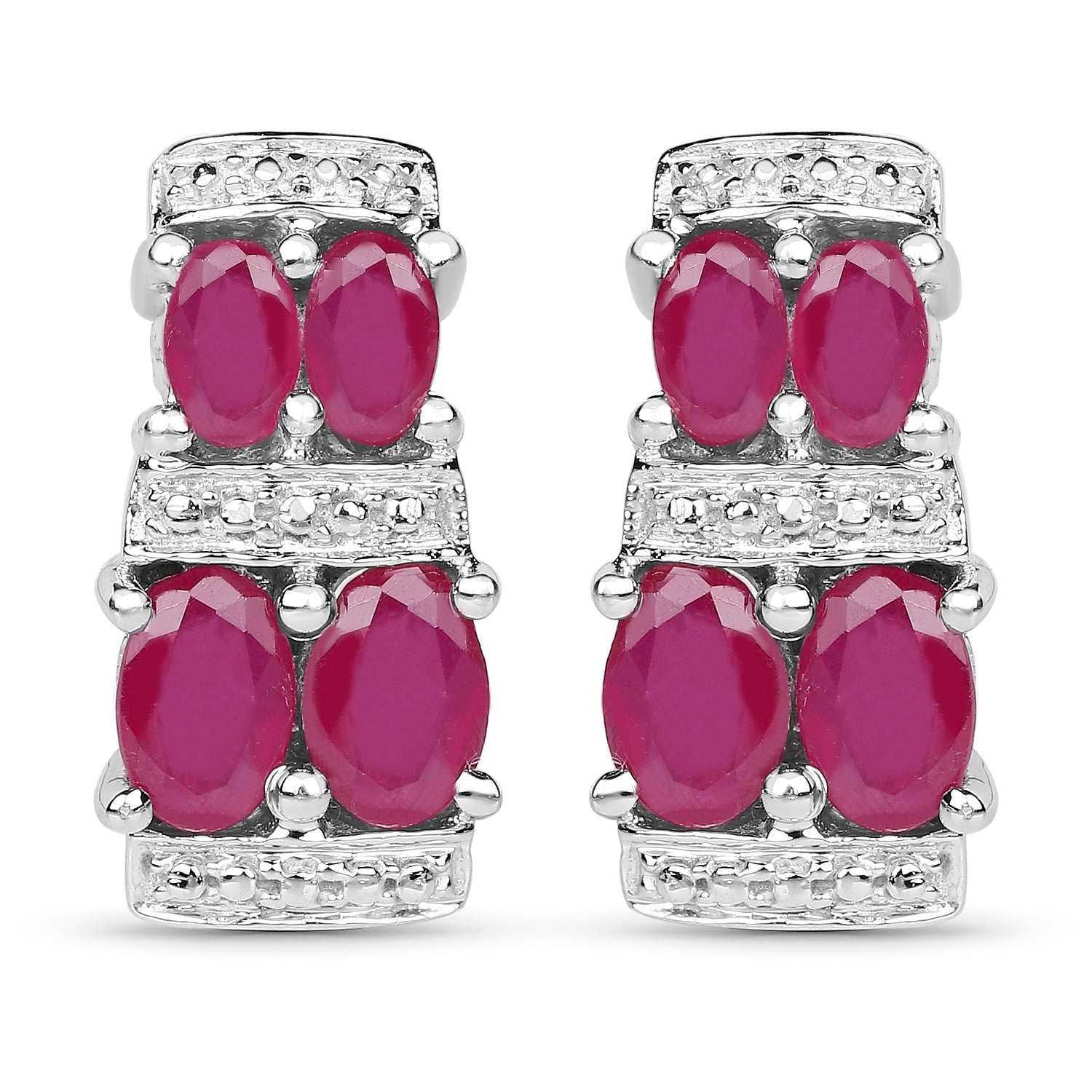 3.20 Carat Glass Filled Ruby .925 Sterling Silver Earrings Bids.com