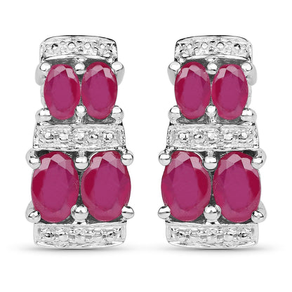 3.20 Carat Glass Filled Ruby .925 Sterling Silver Earrings Bids.com