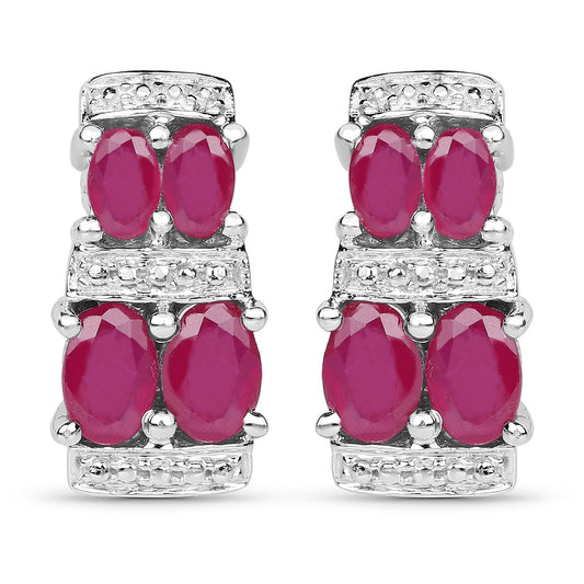 3.20 Carat Glass Filled Ruby .925 Sterling Silver Earrings Bids.com