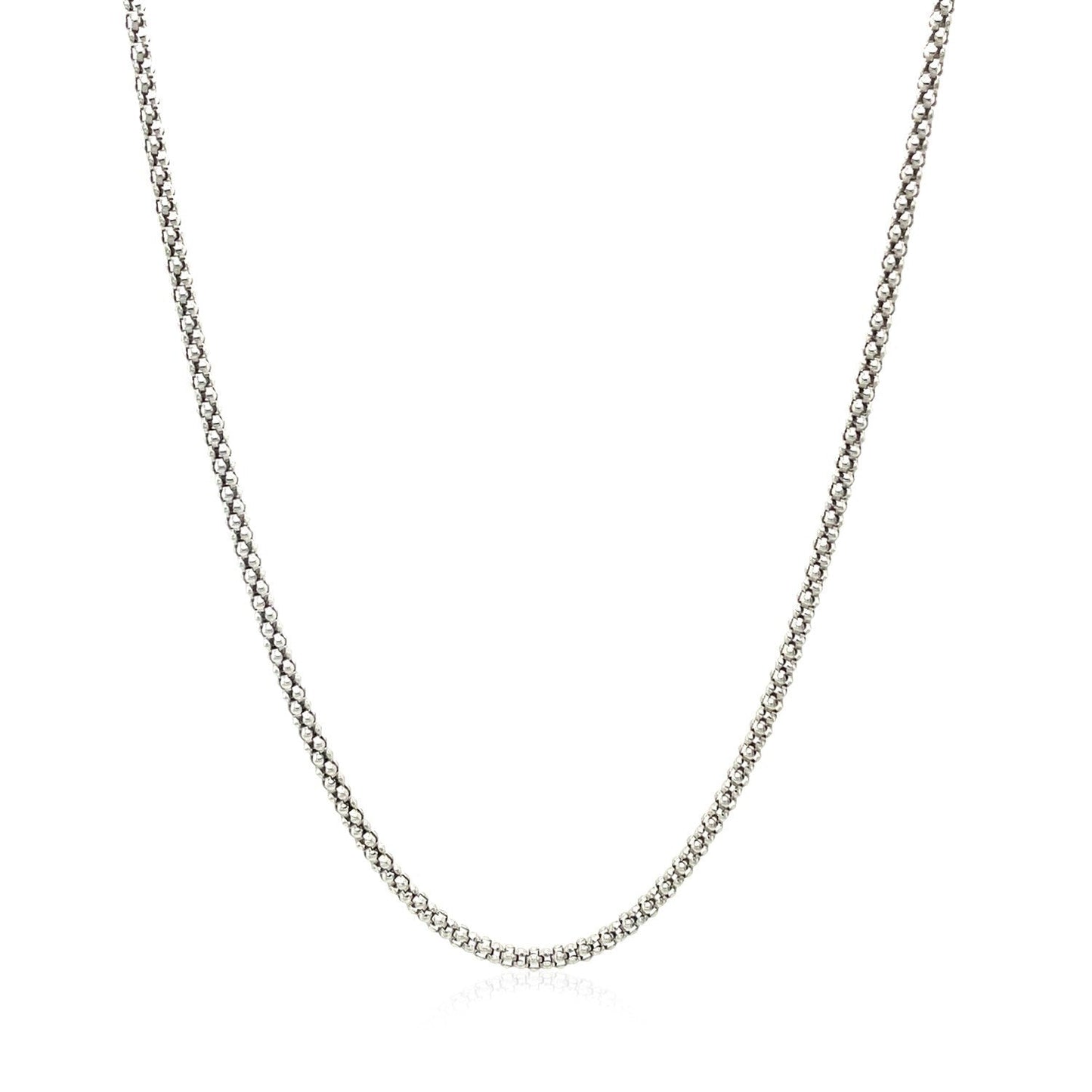 Rhodium Plated 1.8mm Sterling Silver Popcorn Style Chain Bids.com