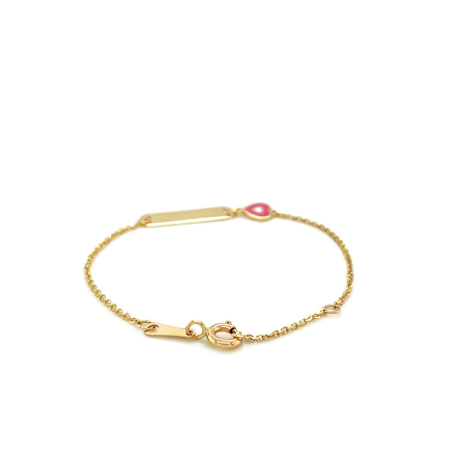14k Yellow Gold 5 1/2 inch Childrens ID Bracelet with Enameled Heart Bids.com