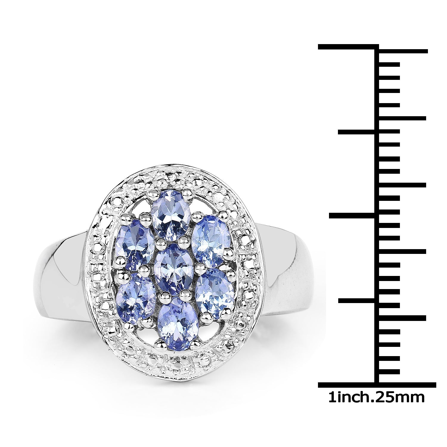 1.19 Carat Genuine Tanzanite .925 Sterling Silver Ring Bids.com
