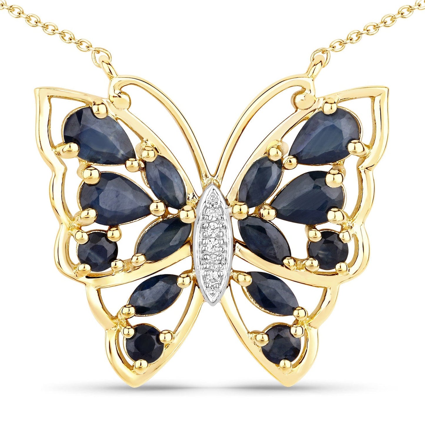 2.94 Carat Genuine Blue Sapphire and White Zircon .925 Sterling Silver Necklace Bids.com