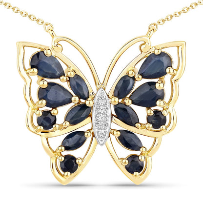 2.94 Carat Genuine Blue Sapphire and White Zircon .925 Sterling Silver Necklace Bids.com
