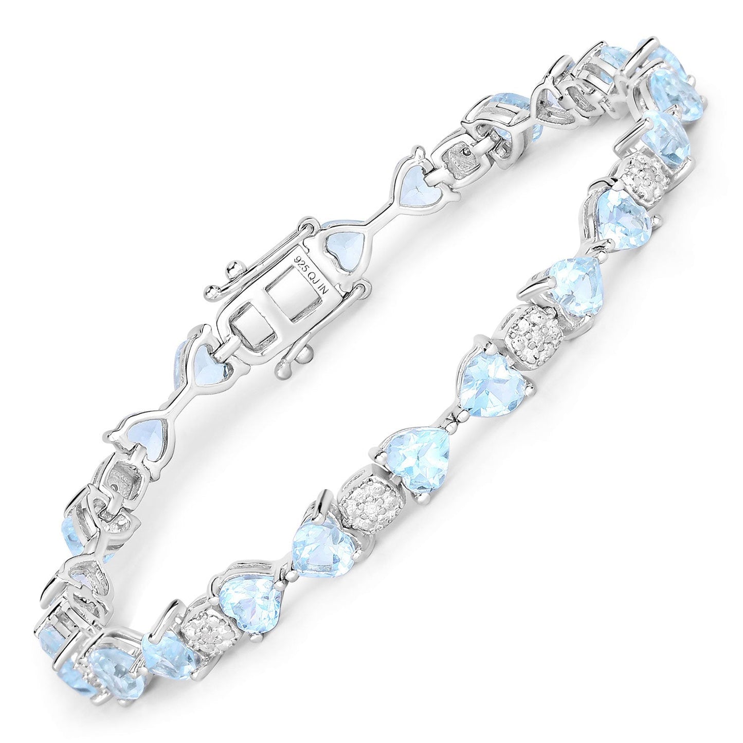 11.10 Carat Genuine Blue Topaz and White Diamond .925 Sterling Silver Bracelet Bids.com