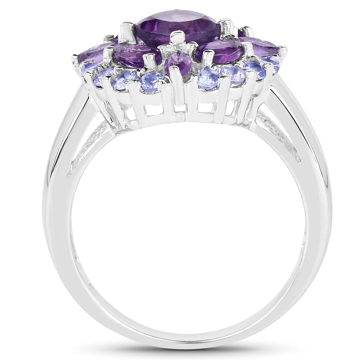 2.19 Carat Genuine Amethyst and Tanzanite .925 Sterling Silver Ring Bids.com